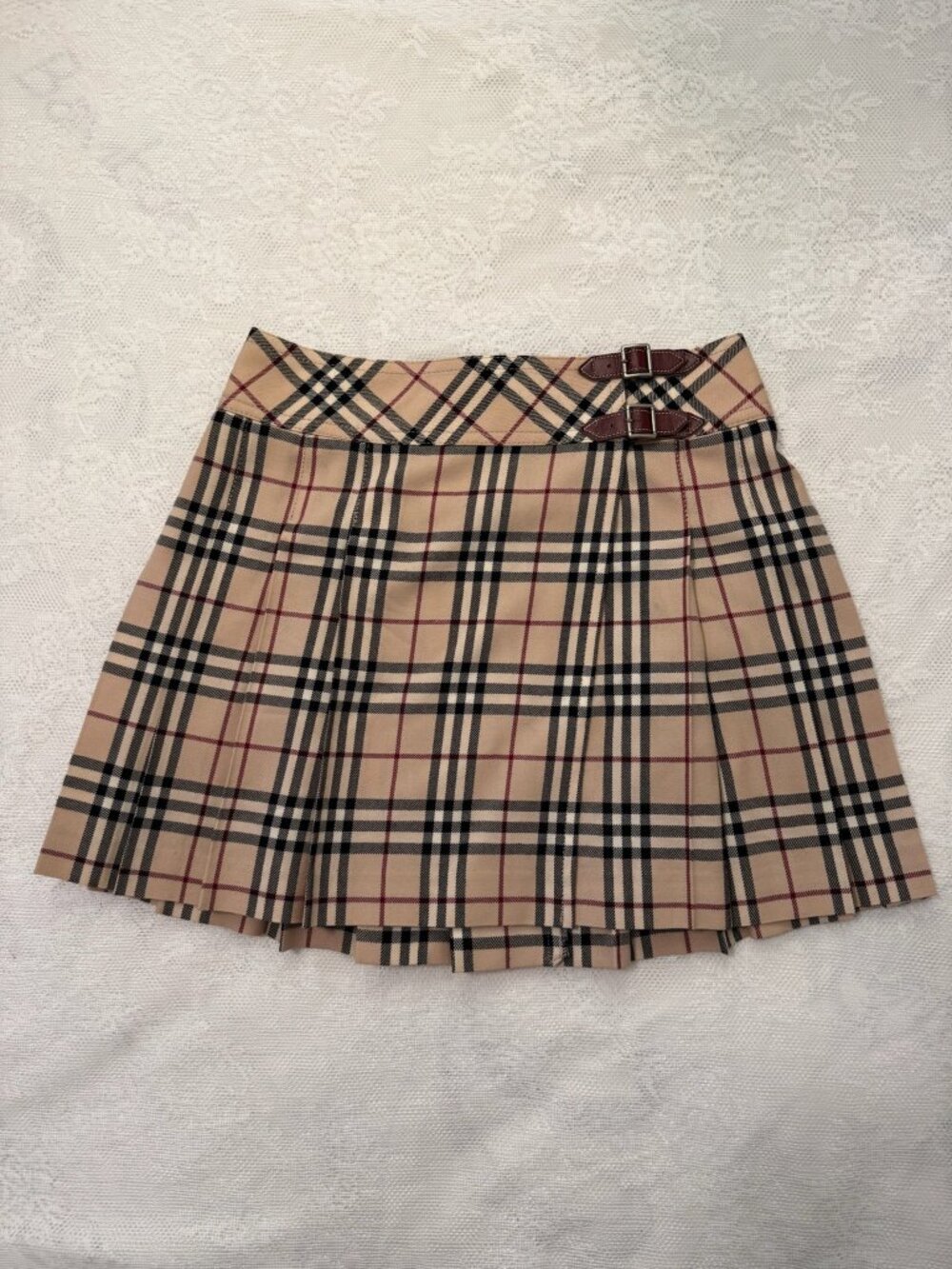Classic Nova Check Pleated Burberry Mini Skirt